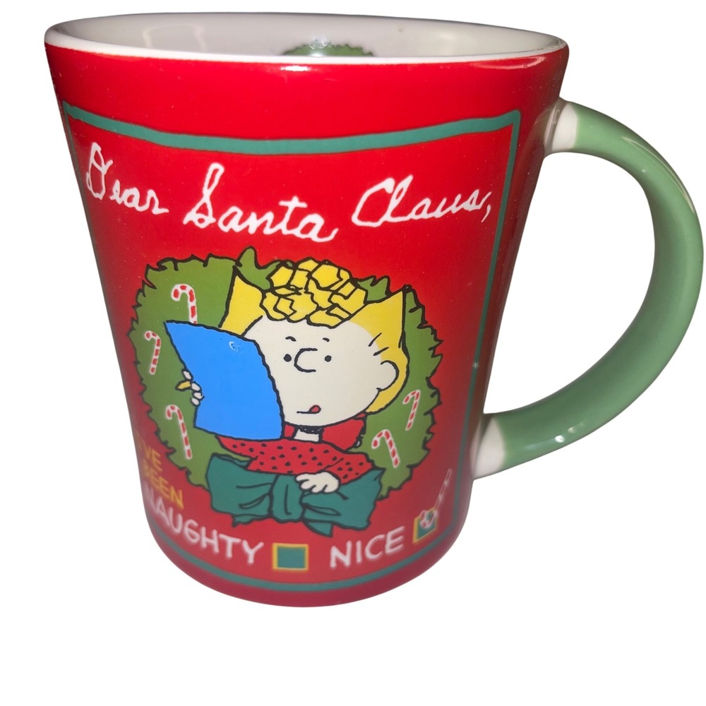 Peanuts Sally Snoopy Dear Santa Claus I've Been Naughty Nice Cup‎ Mug Christmas
